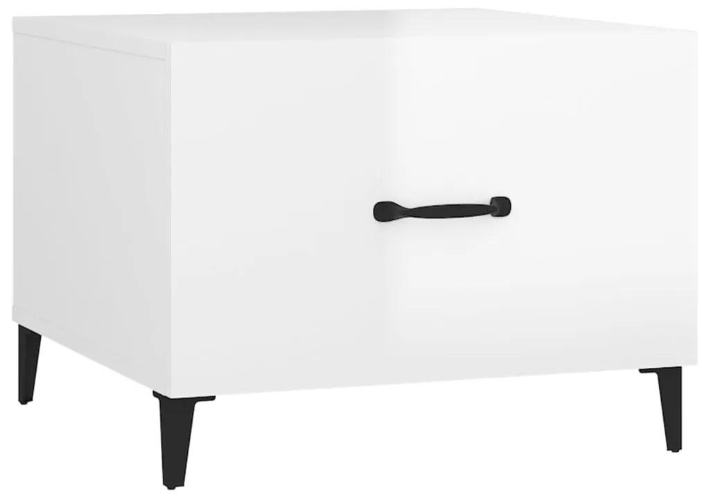 Mesas centro + pernas de metal 2pcs 50x50x40 m branco brilhante