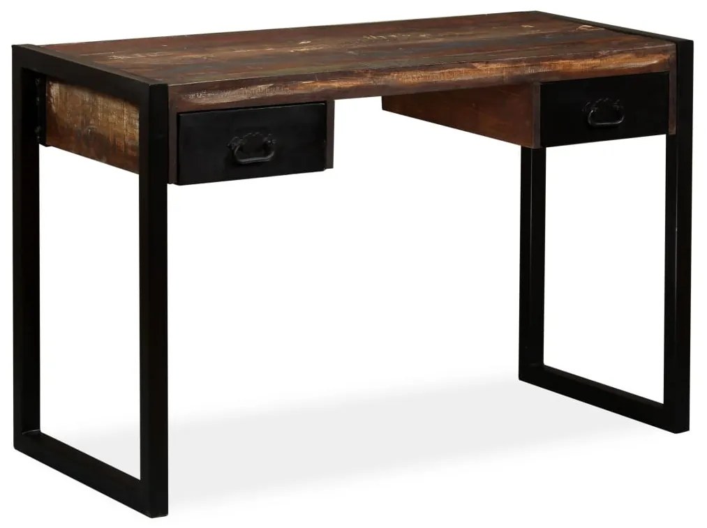 Mesa com 2 gavetas madeira recuperada maciça 120x50x76 cm