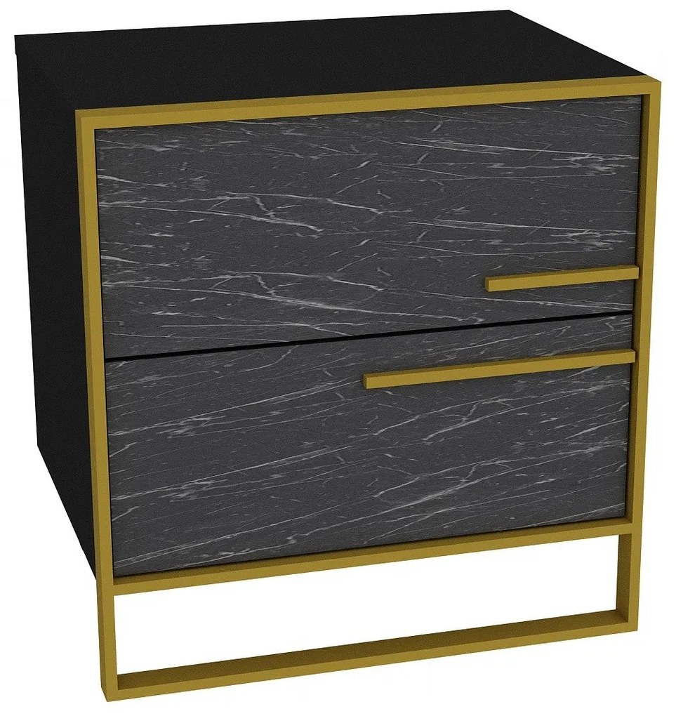 Mesa de Cabeceira Polka – Dourado e Preto – 50x51,8x38,5 cm