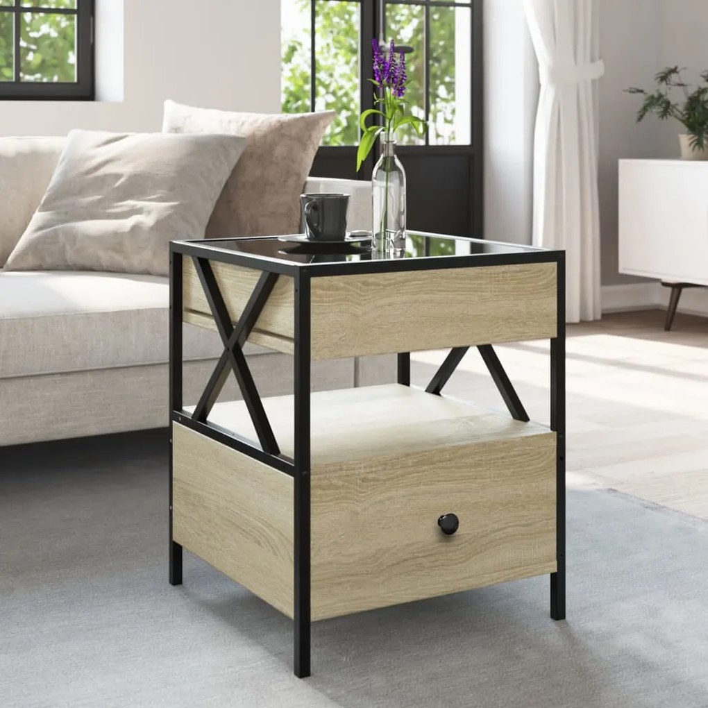 Mesa de centro luzes LED Infinity 40x40x51 cm carvalho sonoma