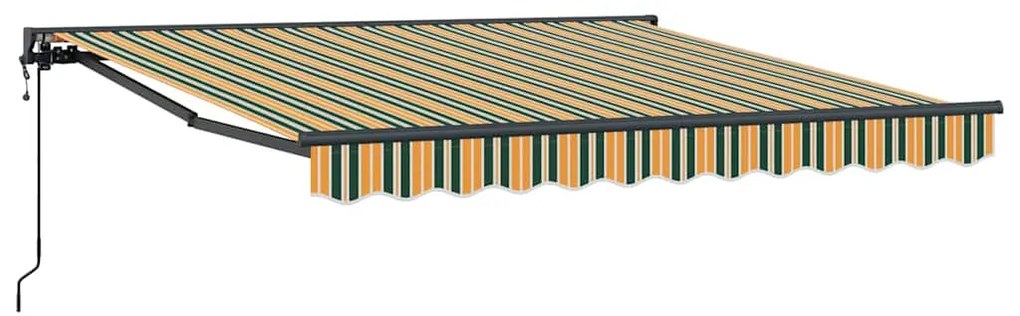 Toldo Retrátil Verde e Amarelo 350x250 cm Poliéster e alumínio