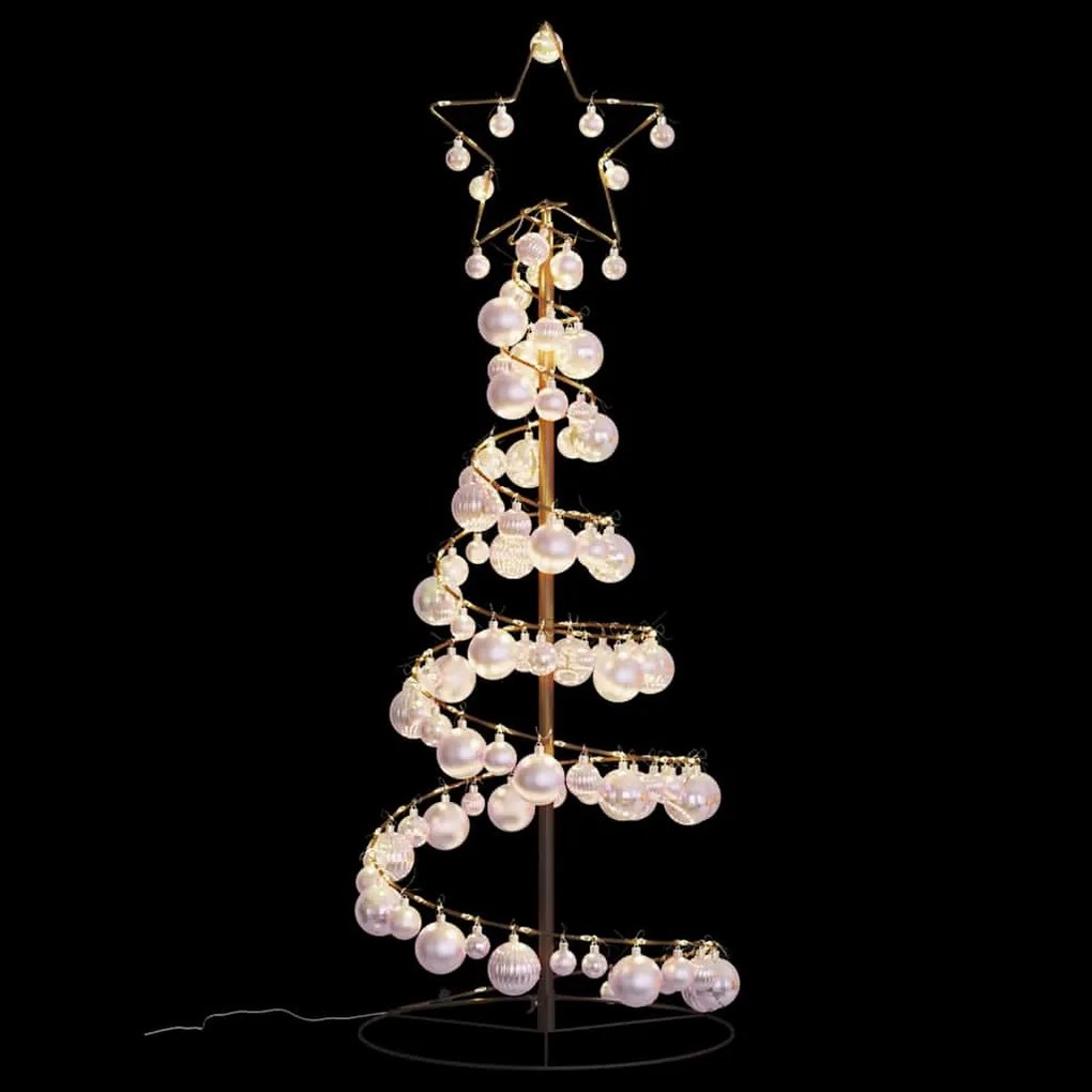 Árvore de Natal LED com Baubles 80 LEDs Branco Quente 120 cm