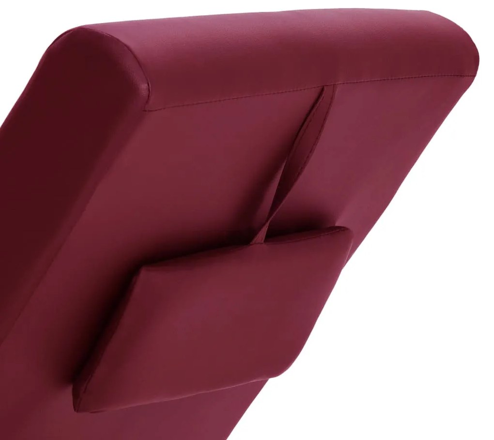 Chaise longue com almofada couro artificial vermelho tinto