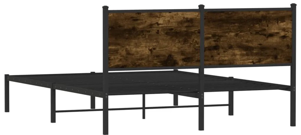 Estrutura de cama sem colchão 150x200 cm metal carvalho fumado