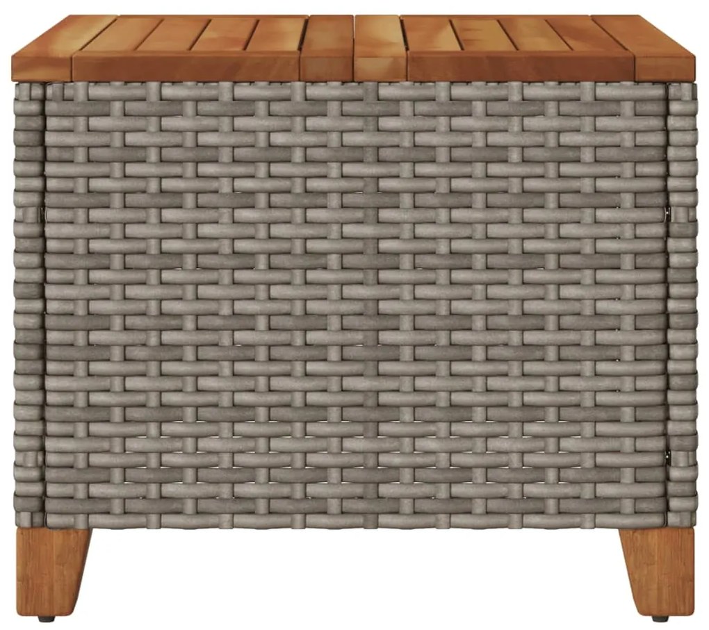 Mesa de jardim 45x45x37 cm vime PE e madeira de acácia cinzento