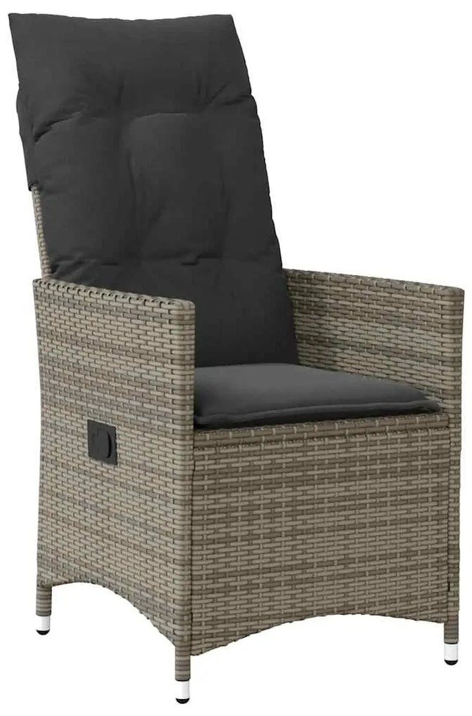9 pcs conjunto de jantar p/ jardim c/ almofadões vime PE cinza