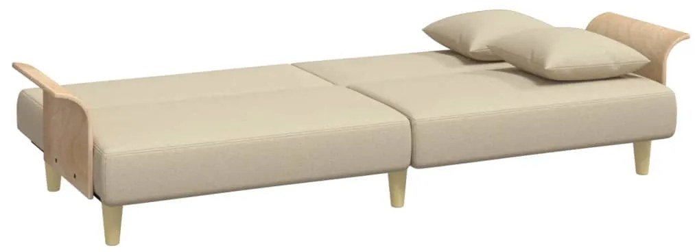 Sofá-cama com apoio de braços tecido cor creme