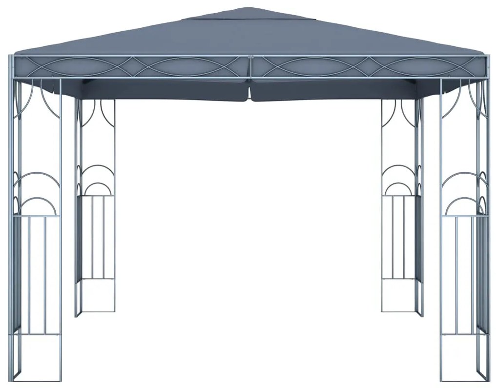 Gazebo com cordões de luzes LED 300x300 cm antracite