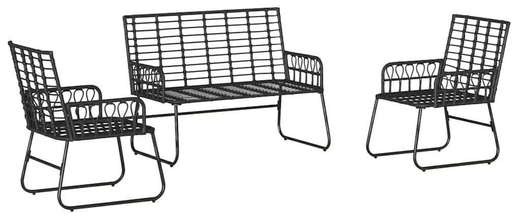 Conjunto de Jantar para Jardim 3 pcs Preto, Antracite