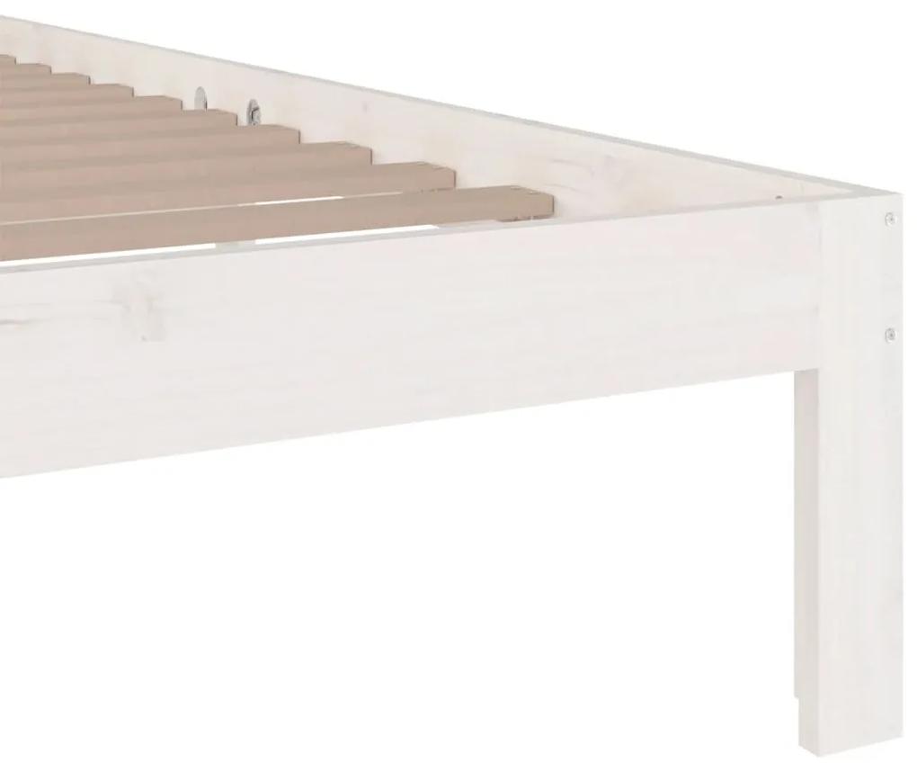 Estrutura de cama 140x190 cm madeira maciça branco