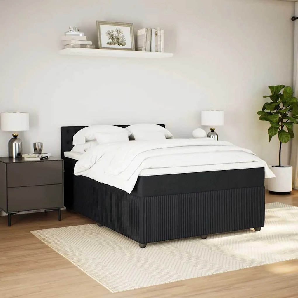 Cama com molas/colchão 160x200 cm veludo preto