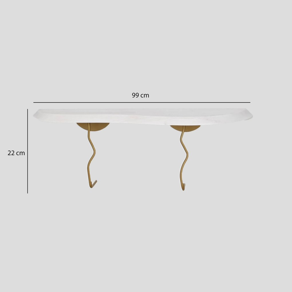 Prateleira de Parede Lierre – Dourada e Branca – 99 cm