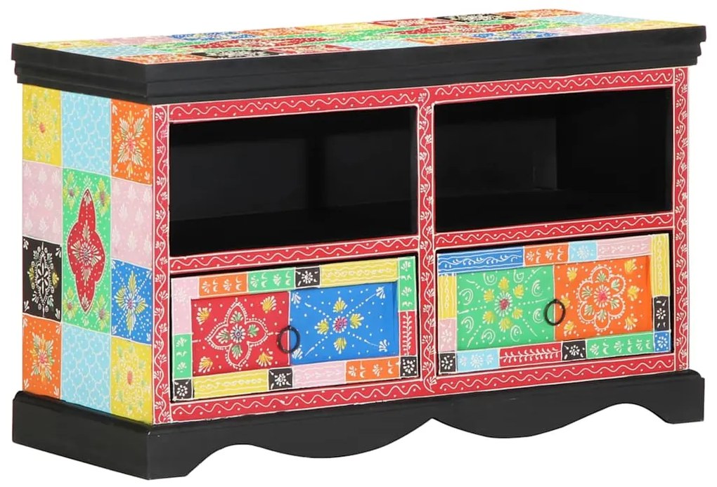 Armário de TV vidaXL Multicolorido 80x35x50 cm em Madeira Sólida de Ma