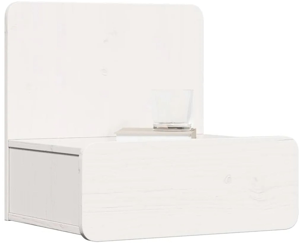 Mesa de Cabeceira Montada na Parede com gaveta 2 pcs Branco