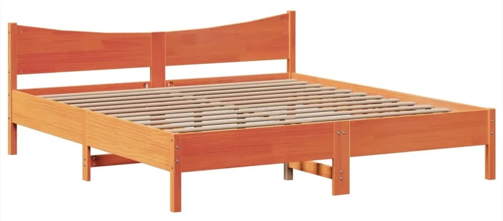 Cama sem colchão 200x200 cm pinho maciço castanho-mel