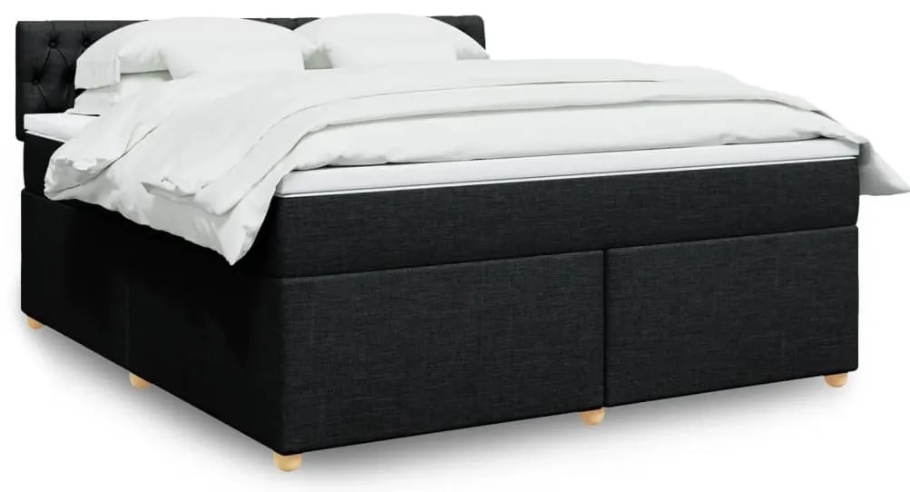 Cama com molas/colchão 180x200 cm tecido preto