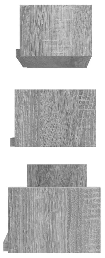 Prateleiras exp. parede 3 pcs derivados madeira sonoma cinza