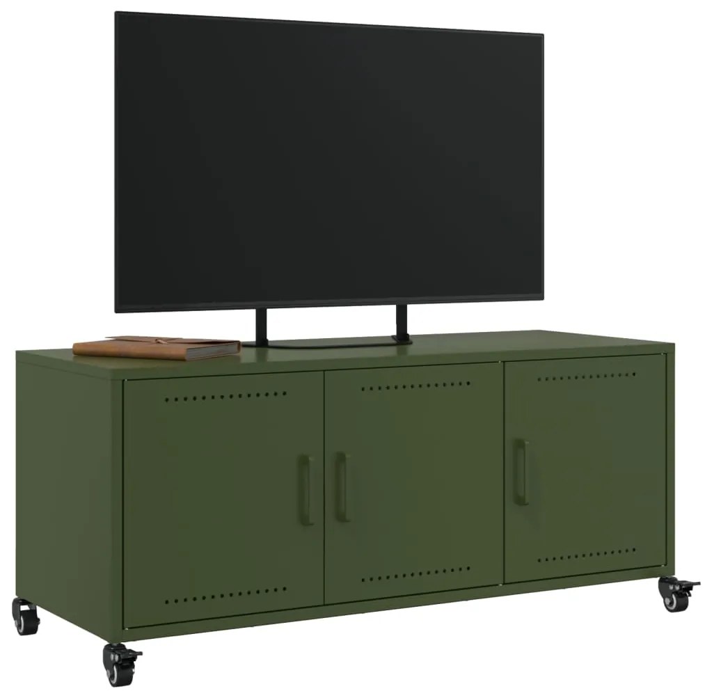 Móvel de TV 100,5x39x43,5 cm aço verde-azeitona