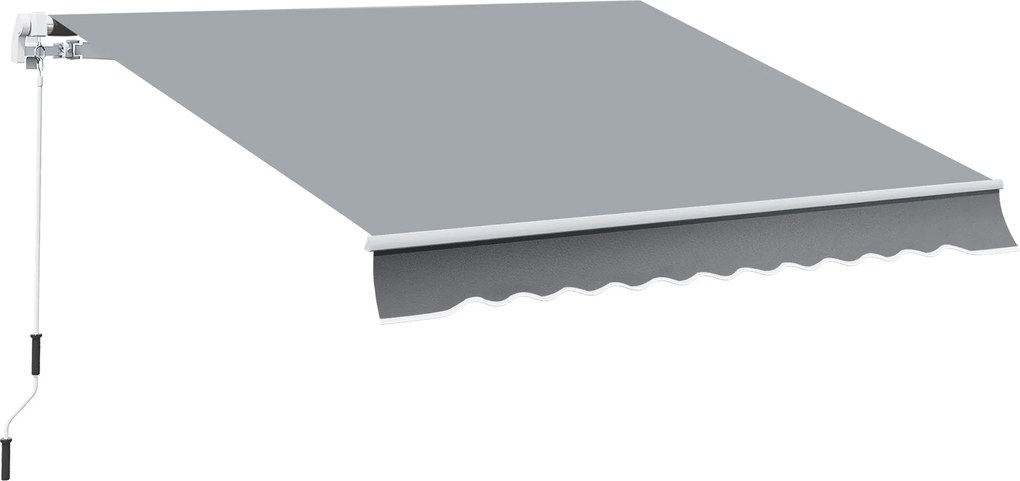 Outsunny Toldo Manual Retrátil 395x245 cm Toldo para Varanda com Manivela Anti-UV Estrutura de Alumínio para Jardim Janelas Cinzento | Aosom Portugal