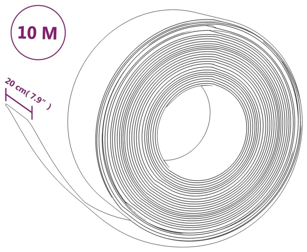 Bordas de jardim 2 pcs 10 m 20 cm polietileno cinzento