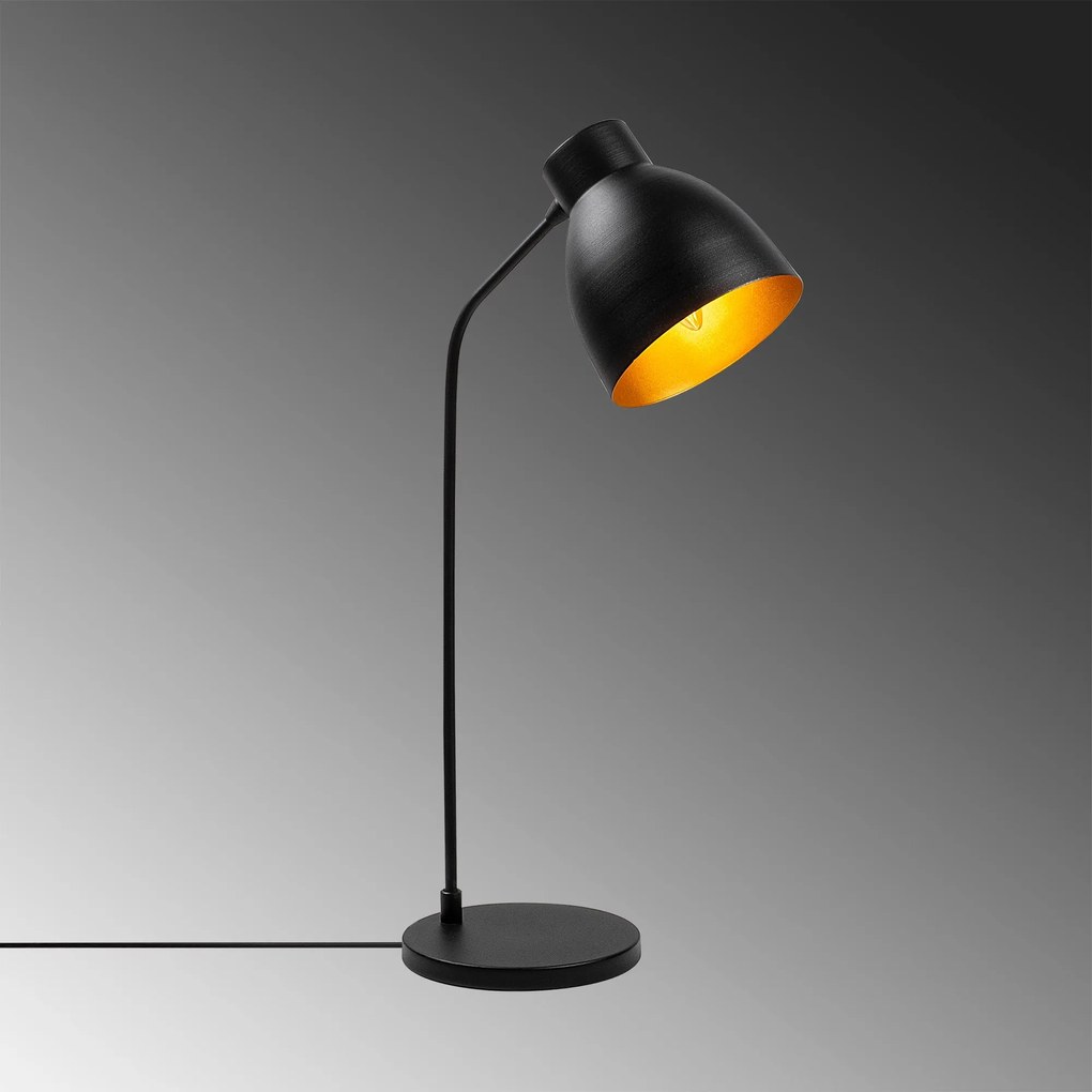 Candeeiro de Mesa Murek – Preto e Dourado – 18 x 29 x 60 cm