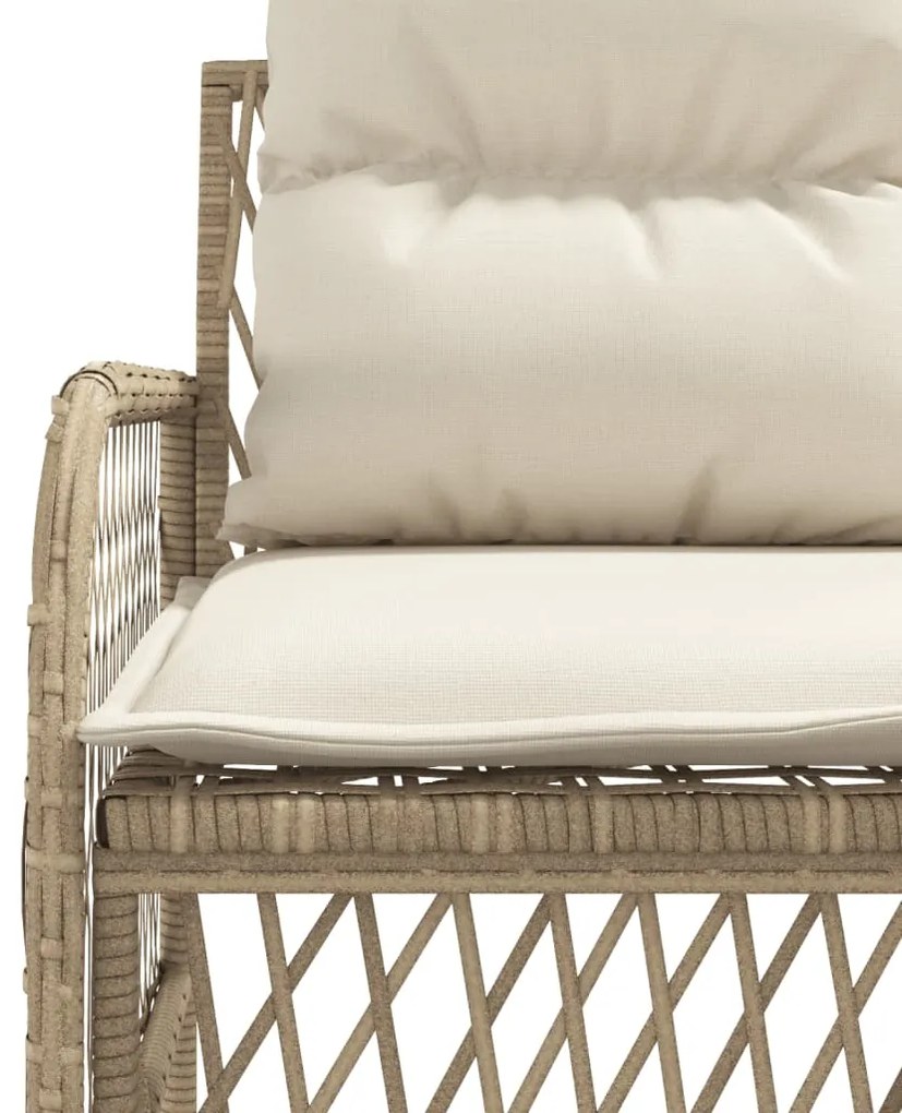 2 pcs conjunto de sofás p/ jardim com almofadões vime PE bege
