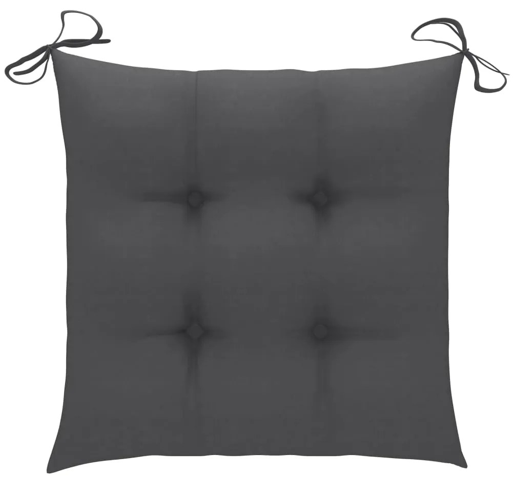 3 pcs conj. jantar dobrável exterior c/ almofadão teca maciça