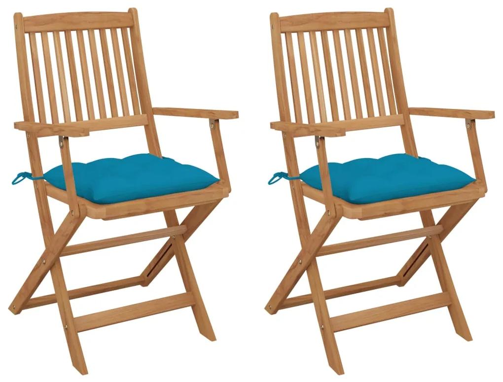 Cadeiras de jardim dobráveis c/ almofadões 2 pcs acácia maciça