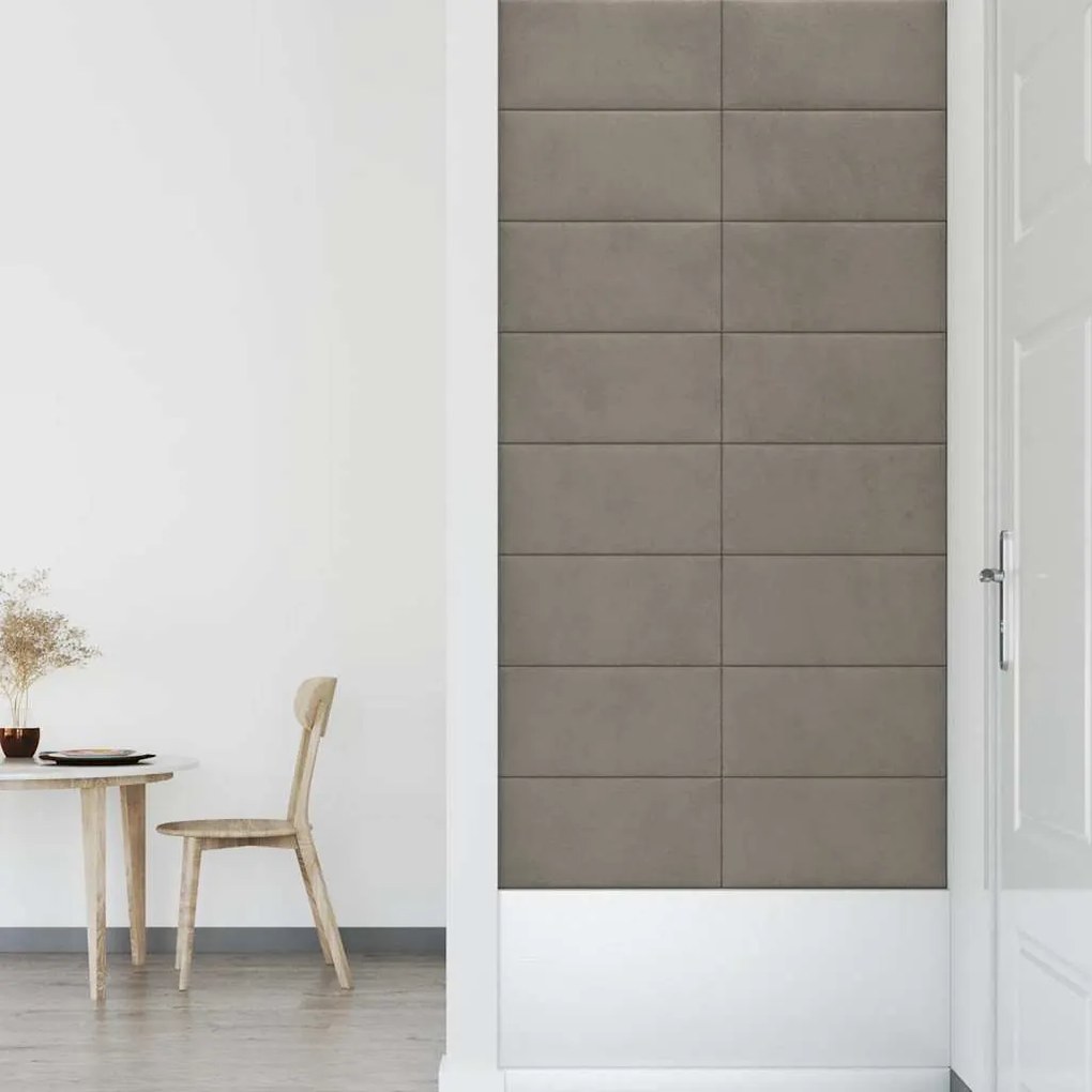 Painel de parede 12 pcs 60x30 cm veludo 2,16 m² cinzento-claro