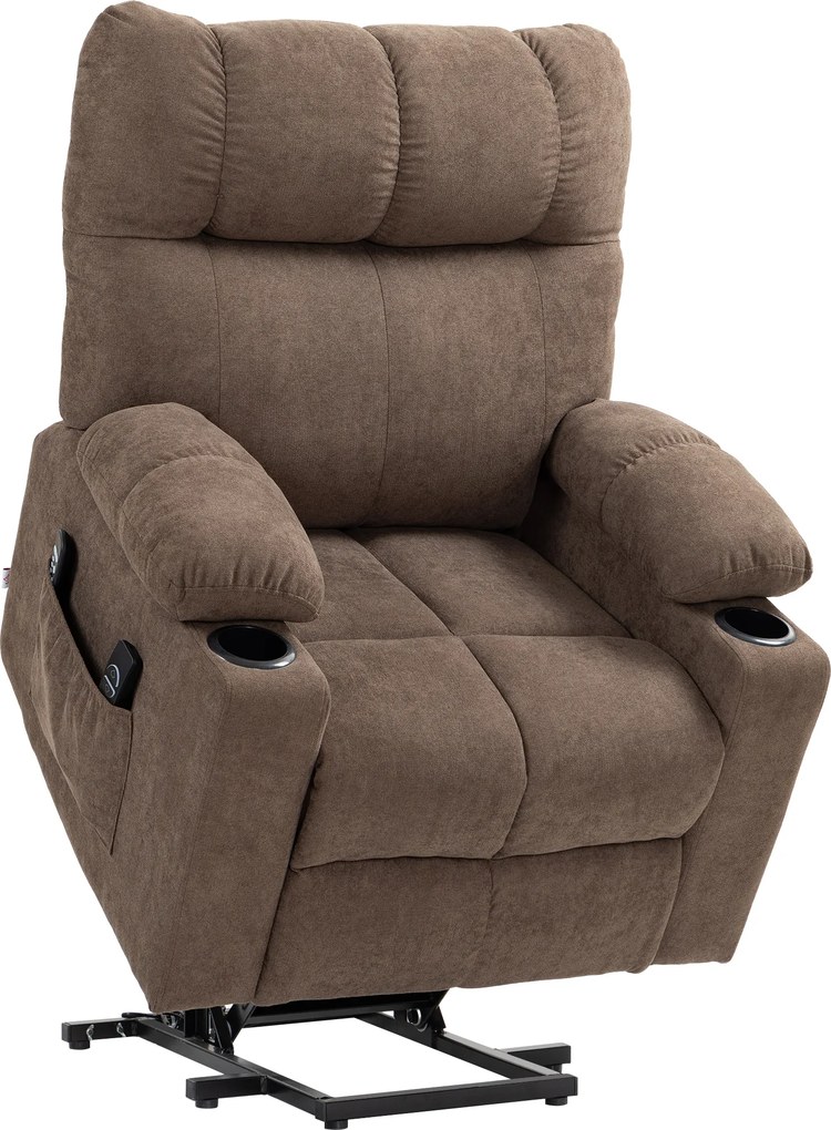 HOMCOM Poltrona Relax com Auxílio para Levantar, elétrica, 90x75x100cm, Castanho | Aosom Portugal
