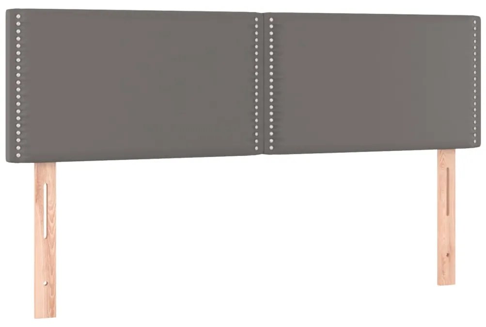 Cabeceira cama c/ LED 144x5x78/88cm couro artificial cinzento