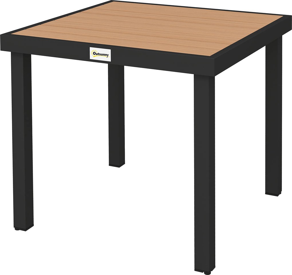 Mesa de Jantar de Jardim, 78 x 78 x 74 cm (CADEIRAS NÃO INCLUIDAS), Estrutura de Alumínio, Cor Madeira Natural