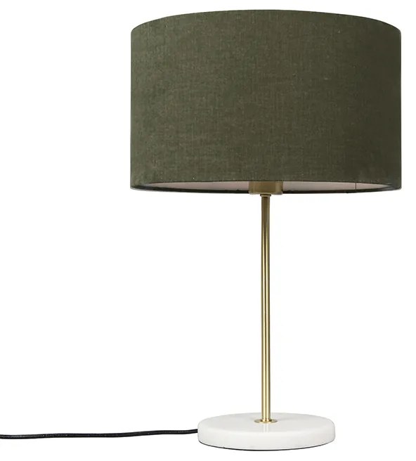 Candeeiro de mesa em latão com cúpula verde 35 cm - Kaso Moderno