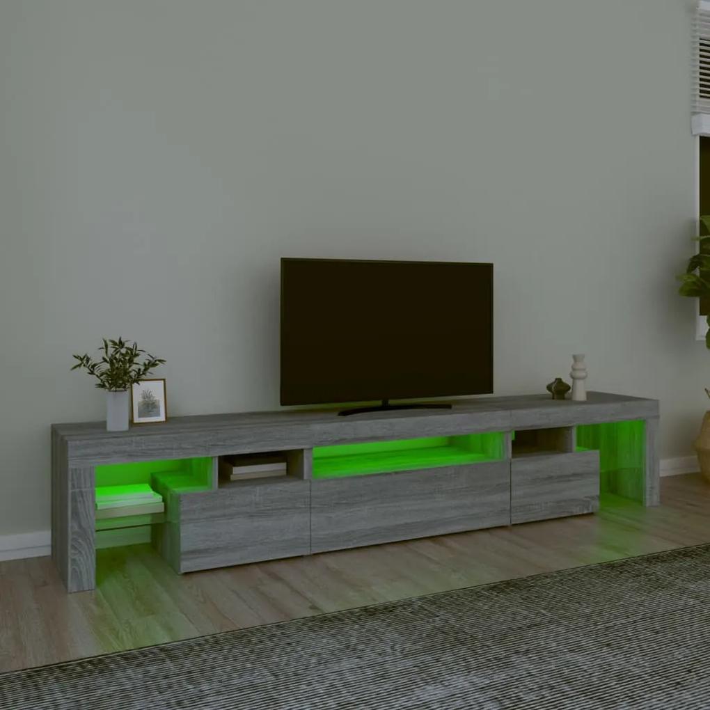 Móvel de TV com luzes LED 215x36,5x40 cm sonoma cinza