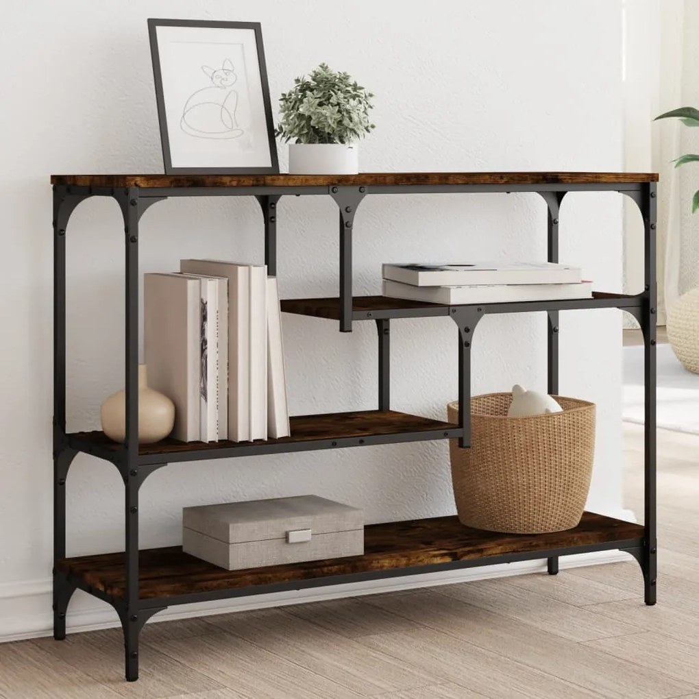 vidaXL Mesa consola 100x30x75 cm derivados de madeira carvalho fumado