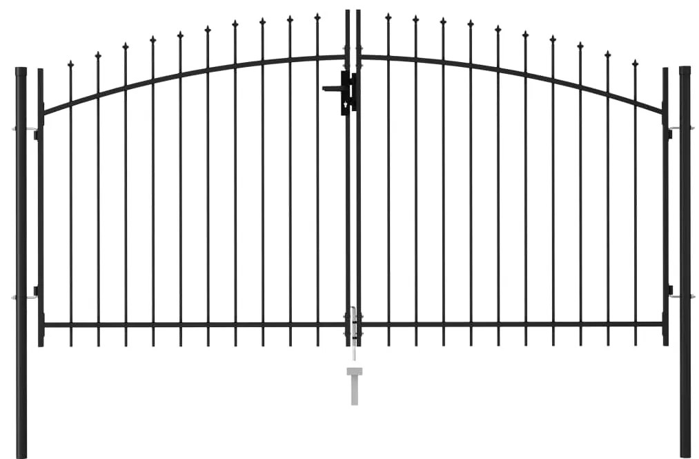 Portão p/ cerca porta dupla topo em espetos 3x1,5 m aço preto