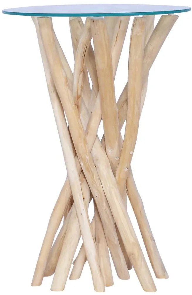 vidaXL Mesa de centro c/ tampo de vidro 35x35x50cm madeira teca maciça