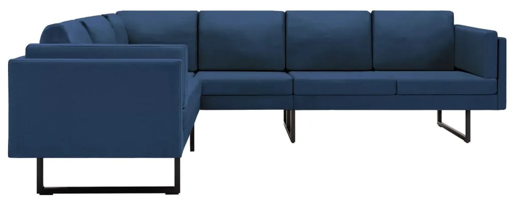 Sofá de canto tecido azul