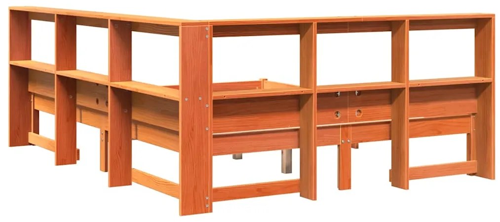 Cama com estante sem colchão 140x190 cm pinho maciço