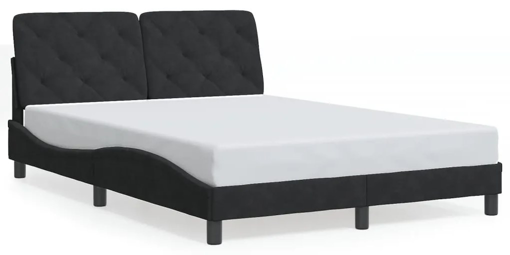 Estrutura de cama c/ luzes LED 140x200 cm veludo preto
