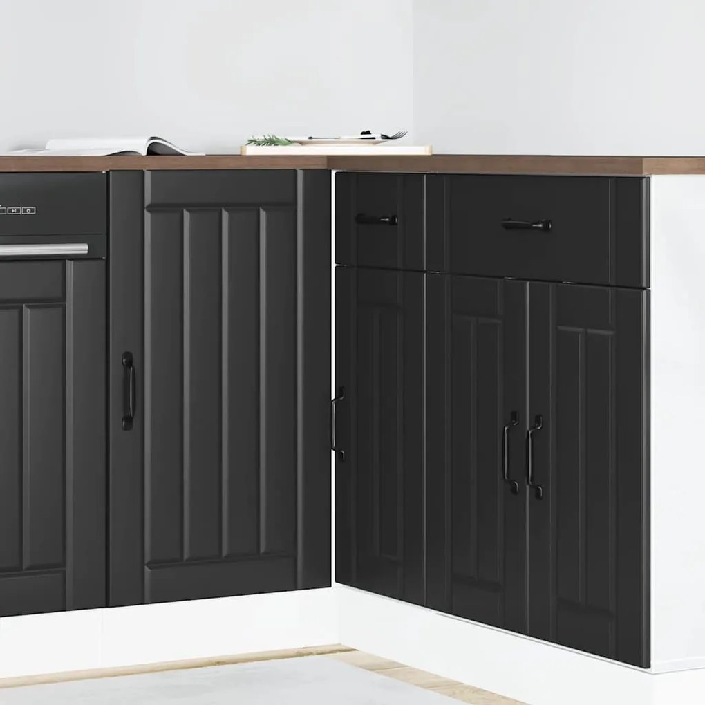 vidaXL Armário de cozinha inferior Lucca deriv. de madeira preto