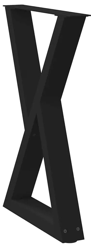 Pés para mesa de jantar 2 peças preto 60x(72-73,3) cm aço