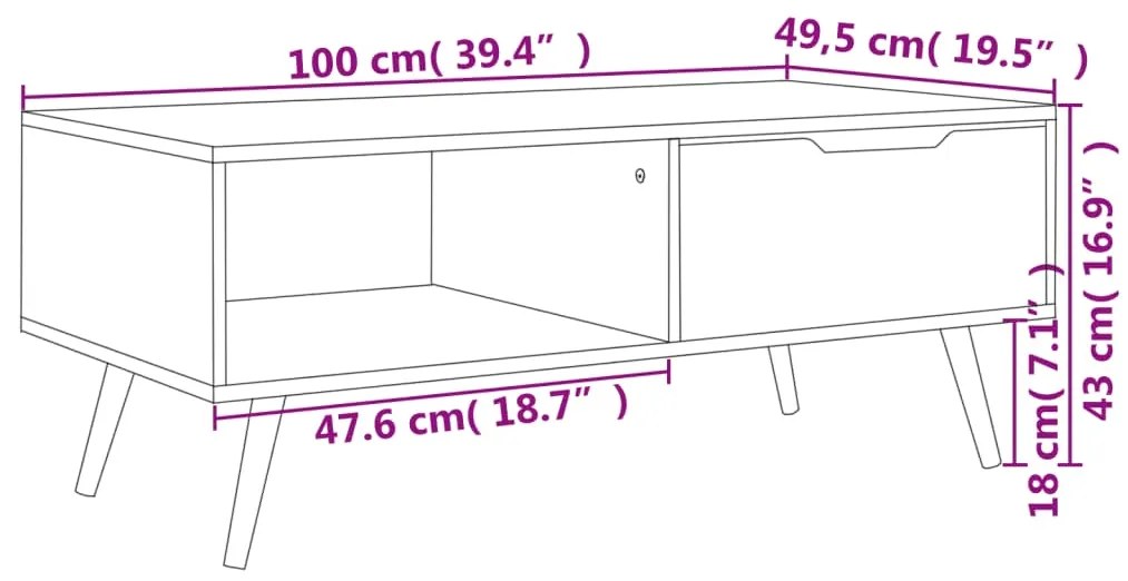 Mesa de centro derivados de madeira cinza cimento