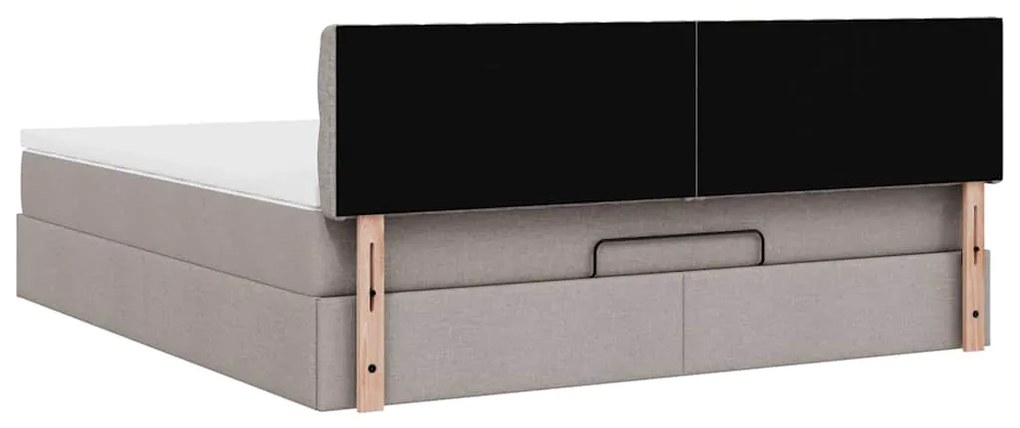 moldura de cama otomana vidaXL com tecido Taupe 180x200cm