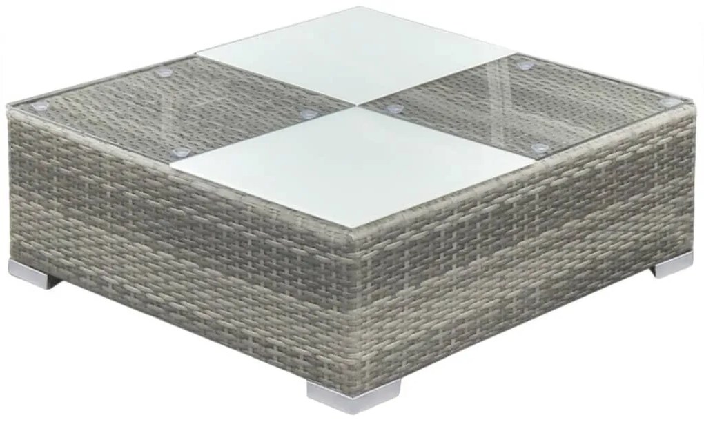 6 pcs conjunto lounge de jardim c/ almofadões vime PE cinzento