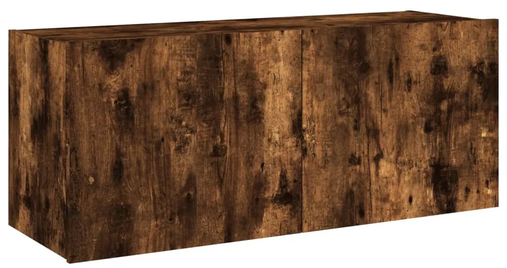 Móvel de parede p/ TV c/ luzes LED 100x35x41 cm carvalho fumado