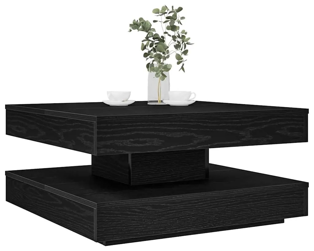 vidaXL Mesa de centro rotativa a 360 graus 70x70x34,5 cm preto