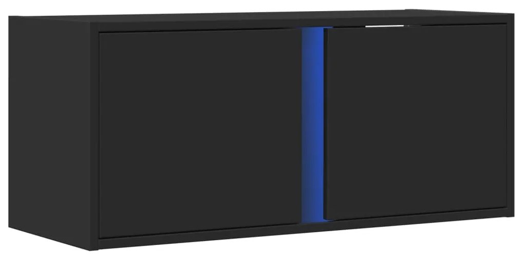 Móvel de parede para TV com luzes LED 80x31x35 cm preto