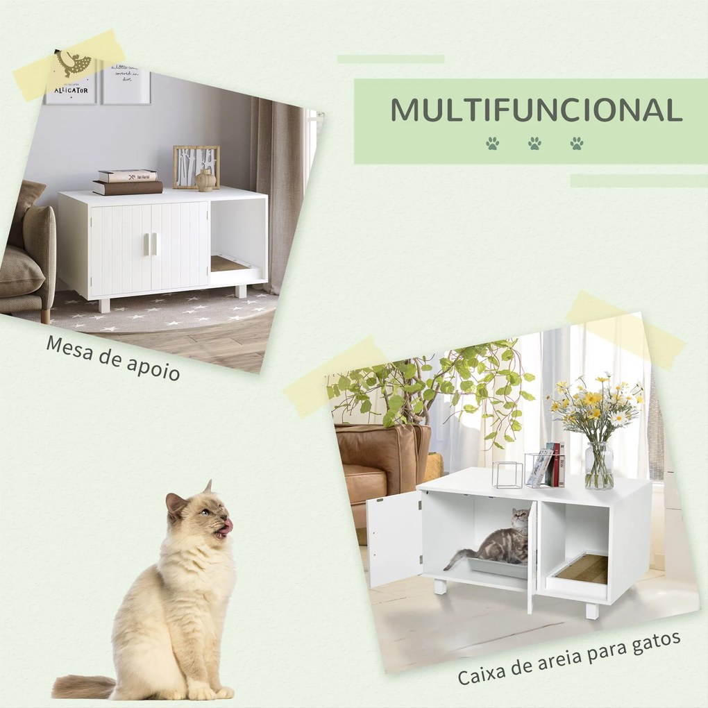 PawHut Móvel Caixa de Areia para Gatos com Porta com Arranhador Caixa