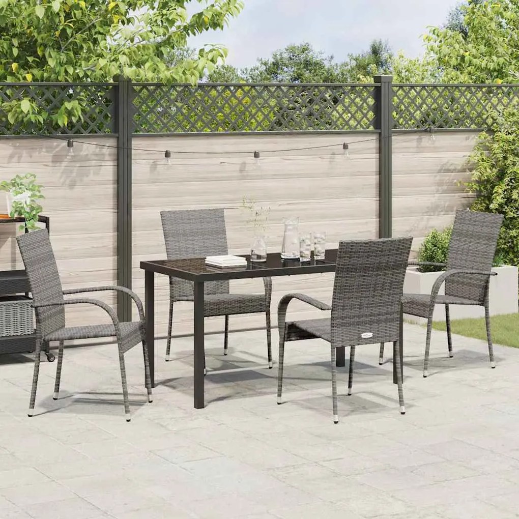 Conjunto de Jantar para Jardim 5 pcs Cinzento 4 Lugares